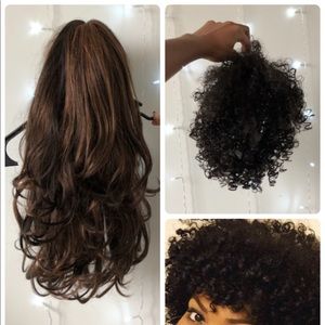 Brown/Brunette Wig+Black/Dark Brown Curly Afro Wig